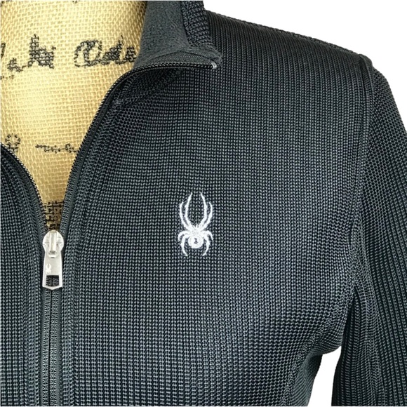 Spyder Full Zip Sweatshirt Jacket Ribbed Black EUC - Picture 4 of 11